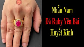 Nhẫn Đá Ruby Tự Nhiên Huyết Kính Vip May Mắn Mẫu Lịch Lãm