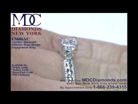 ES686AC Asscher Diamond Solitaire Rope Engagement Ring by MDC Diamonds NY