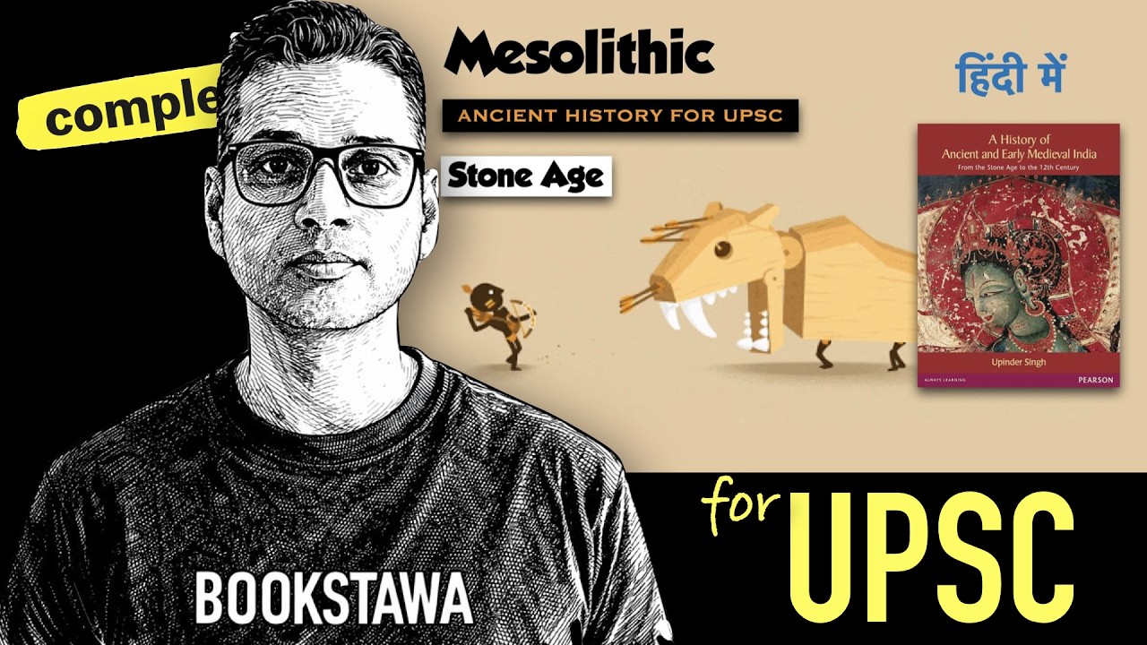 Video explanation of Mesolithic Age in India, Stone Age concepts, and geographic sites