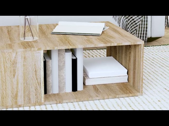 Video teaser per 806906 vidaXL Coffee Table Sonoma Oak 90x67x33 cm Engineered Wood