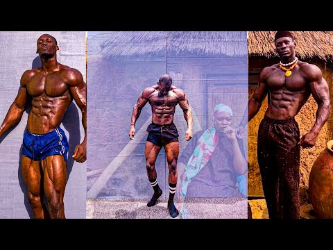 AFRICAN NATURAL BODY BUILDER WITH CRAZY GENETICS AND PHYSIQUE /NO STEROID/NO GYM  PROTEIN POWDER .