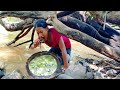 A Woman Eats Raw Crab Meat