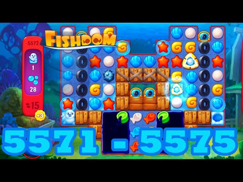 Fishdom Level 5571 - 5575 HD Walkthrough | 3 match puzzle | gameplay | android | 5572 | 5573 | 5574
