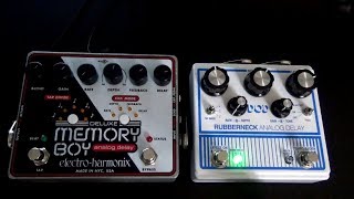 Video thumbnail for DOD Rubberneck vs. Electro Harmonix Deluxe Memory Boy Analog Delay Comparison by DelayDude