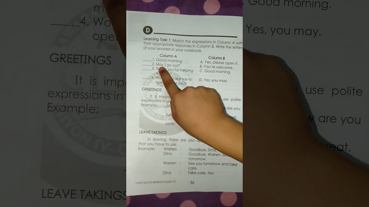 Appropriate Response: Match Column A to Column B