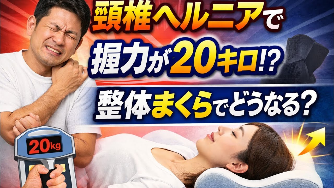 頚椎ヘルニアで握力が20キロしかない男性に整体まくら