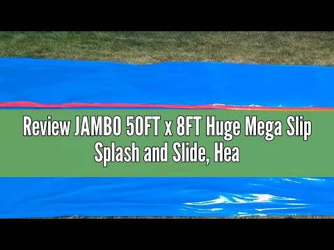 Review JAMBO 50FT x 8FT Huge Mega Slip Splash and Slide, Heavy Duty Lawn Water Slide, Extra Long Tar
