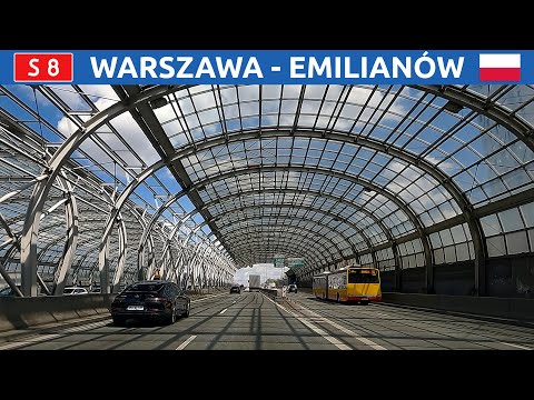Driving in Poland. Expressway S8 from Warszaw towards Białystok. 4K