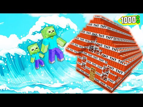 1000$ TNT EV VS TSUNAMİ - Minecraft