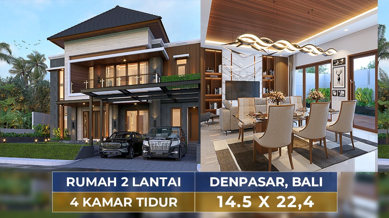 Video 3D Mrs. IR 1443 Modern House 2 Floors Design - Denpasar, Bali