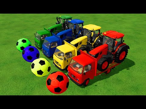 CLAAS TRACTORS vs JOHN DEERE vs PORSCHE vs COLORED PARKOUR - Farming Simulator 22