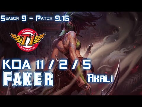 SKT T1 Faker AKALI vs VLADIMIR Mid - Patch 9.16 KR Ranked