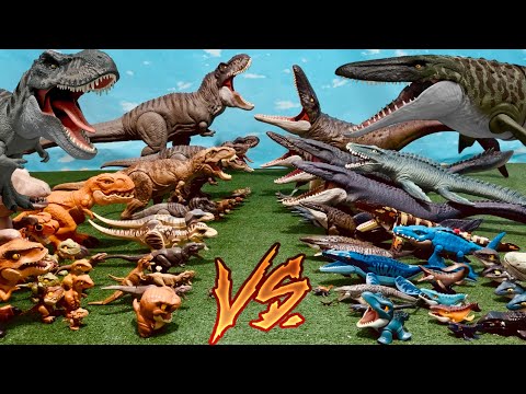 T REX VS MOSASAUR!!! TYRANNOSAUR VS MOSASAUR!!! EPIC BATTLE!!! SUPER ARMIES!!!