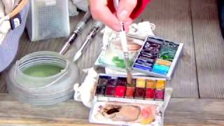 Urban sketching in the Plum Tree grove in Kanazawa, Japan