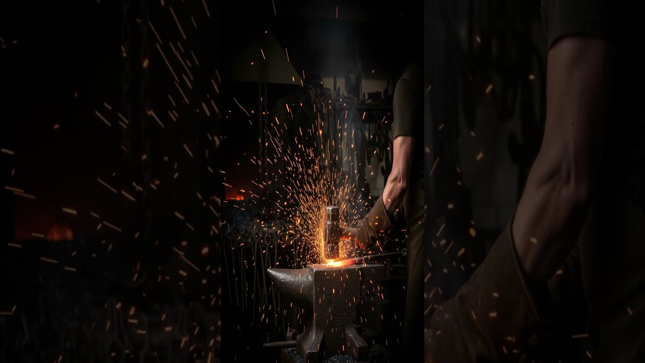 Blacksmith Hammer Striking Anvil Portrait | Dark Art #Shorts #DarkArt #AimaxOps