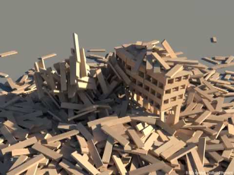 More KEVA planks in slow motion - Bullet Physics