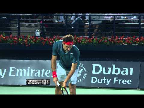 Dubai 2014 Federer Tests Ball Boy Reflexes