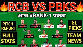 RCB vs PBKS Dream11 Prediction | RCB vs PBKS Dream11 Team | RCB vs PBKS 60th Match Dream11