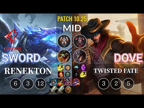 GRF Sword Renekton vs Dove Twisted Fate Mid - KR Patch 10.25