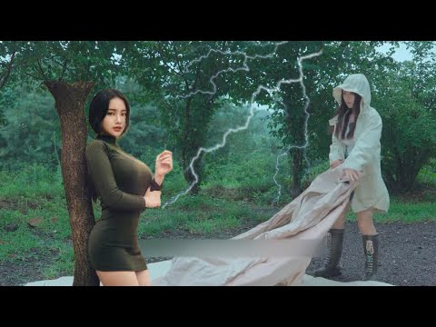 Camping Alone in the Storm with an Air Tent #camping #campinggirl #survival #viralvideo