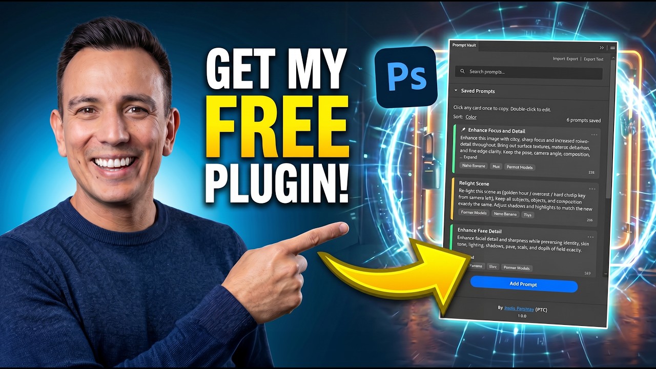 My FREE Photoshop Plugin Puts AI Prompts 1-Click Away!