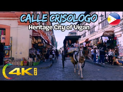 Explorando Calle Crisologo, cidade histórica de VIGAN, Ilocos Sur, Filipinas 🇵🇭 | Passeio a pé 4K HDR