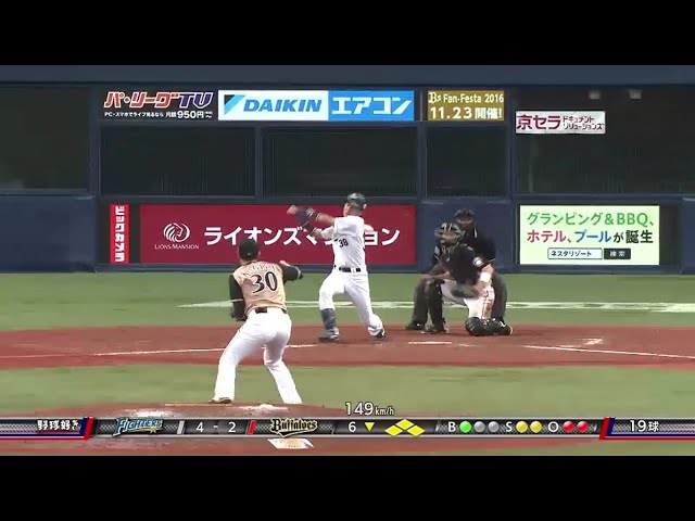 【6回裏】うなるストレート!! ファイターズ・鍵谷 連続三振でピンチ脱出!! 2016/9/26 Bs-F