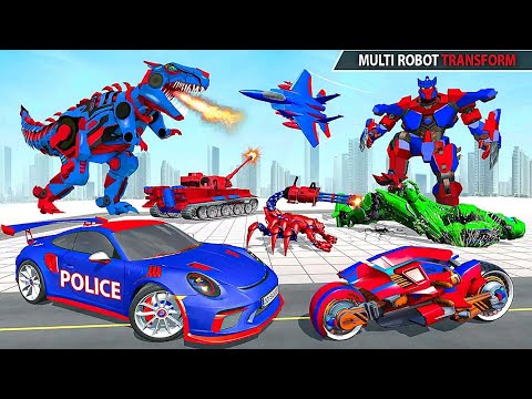 Police Dino Robot Car Games: Dino Robot Transform 2022 | Android iOS Gameplay