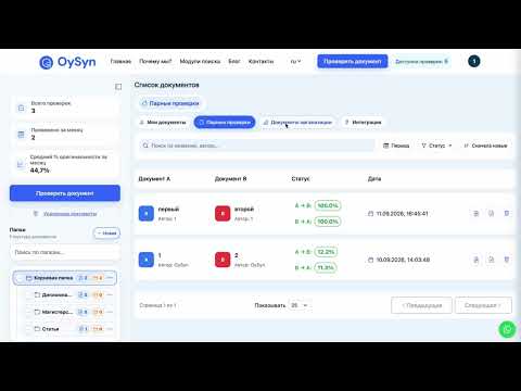 История проверок в OySyn