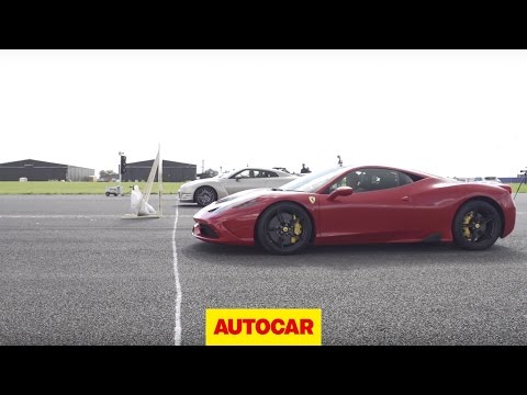 Nissan GT-R vs Ferrari 458 Speciale vs McLaren 650S - Drag Race | Autocar Video