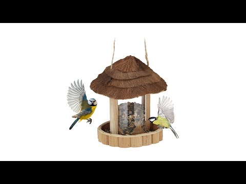 Vogelfutterhaus aus Holz Braun - Holzwerkstoff - Naturfaser - Kunststoff - 18 x 20 x 18 cm