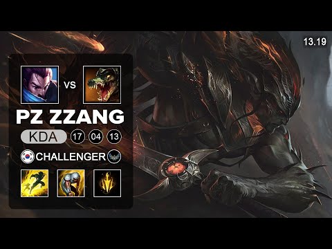 Pz ZZang Yasuo vs Renekton Mid - KR Challenger - Patch 13.19 Season 13