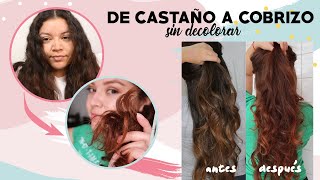 🌻 De CASTAÑO a COBRIZO SIN DECOLORAR! 🌻 Cómo me PINTO el cabello en CASA! 💁♀ | Angie