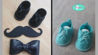 Little Man Cake / Mustache Cake - Babyschuhe, Fliege und Schnurrbart modellieren