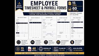 Employee Timesheet & Payroll Forms | 15 Printable & Fillable PDF Templates