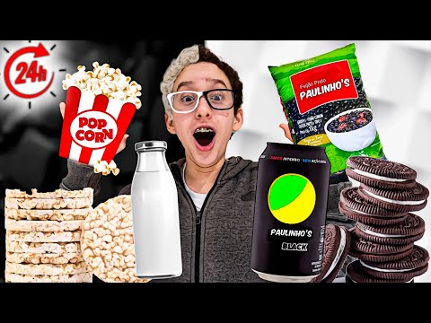 BLACK FOOD VS WHITE FOOD - 24 Hour Challenge