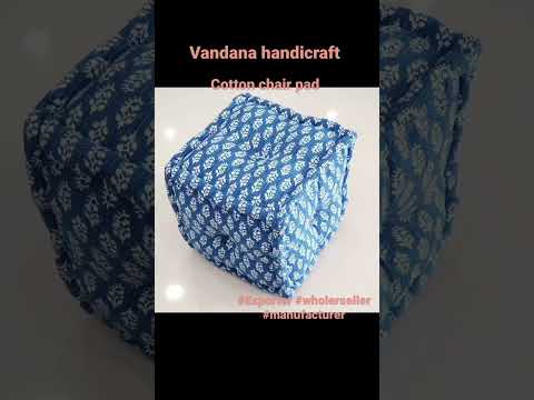 Blue cotton square indigo ottoman pouf