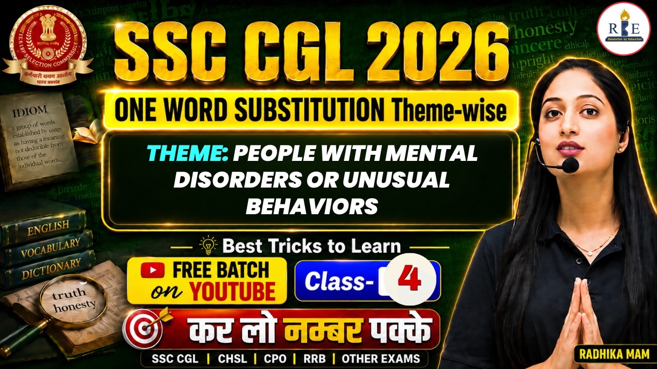 🧠One Word Substitution Class-4 | People With Mental Disorders Or Unusual Behaviors | Asked in Exams