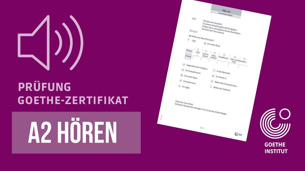 A2 German Exam 2023 - Hören mit Lösungen  |  Prüfung -  Goethe Zertifikat