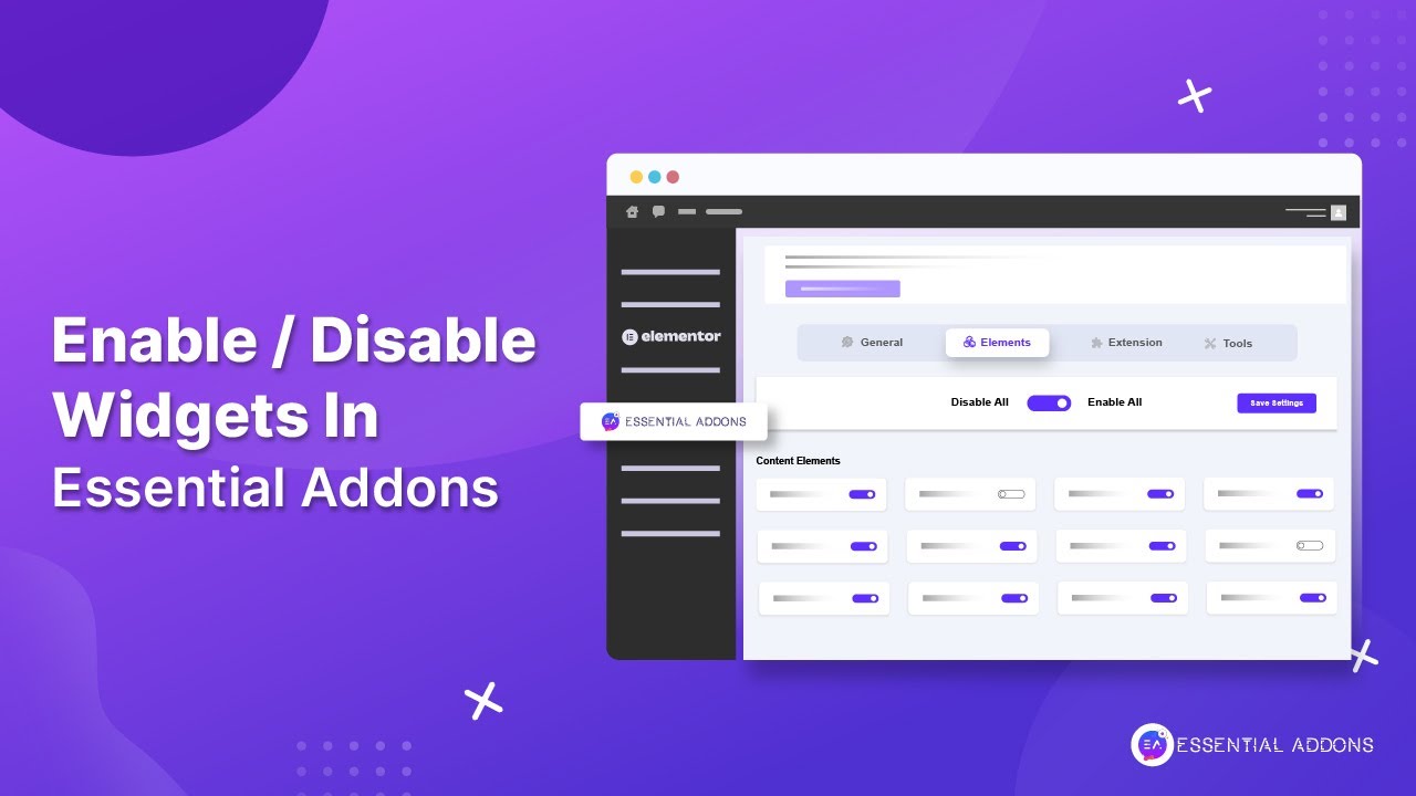 How To Enable Or Disable Widgets In Essential Addons For Elementor