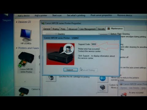 Reset Printer CANON Support Code 5B00 ( The Ink Absorber is FULL ) Video