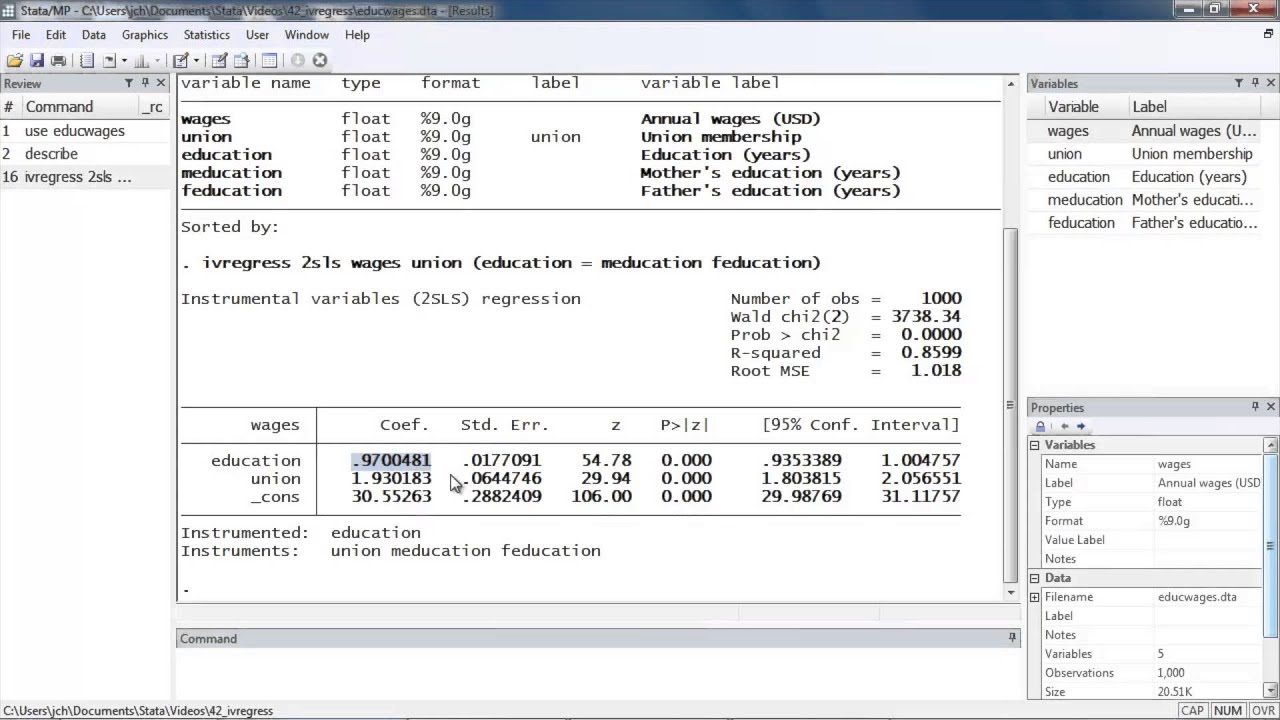 Instrumental-variables regression using Stata®
