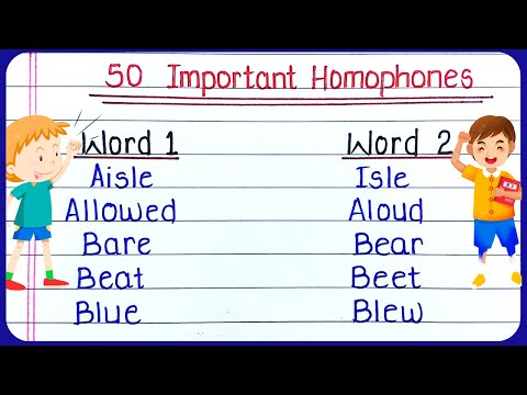 50 parole omofone in inglese con significato | 50 omofoni | Omofoni in inglese | Grammatica inglese