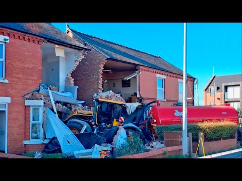 Tractor smashes into terraced homes after crash in Chester (1) (UK) 2/Apr/2025