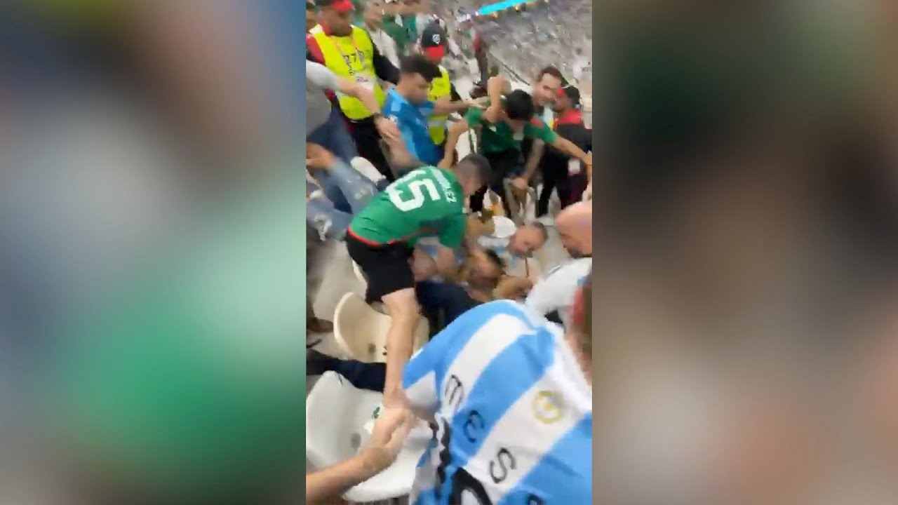 Bronca entre mexicanos y argentinos en el estadio Lusail