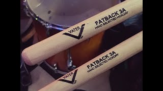 Video thumbnail for "Stick Shift" segment - product review of Vater's Fatback 3A drumsticks. by Speaking In Drums