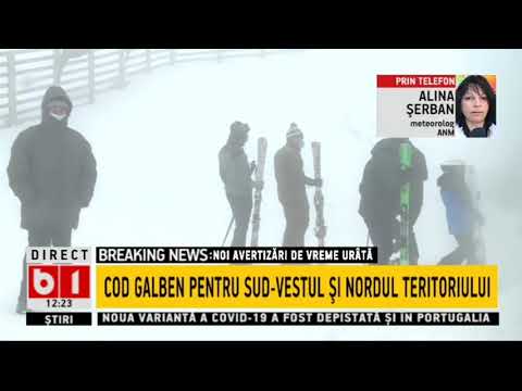 METEO - NOI AVERTIZARI DE VREME URATA - COD PORTOCALIU SI GALBEN DE VANT SI NINSOARE IN CENTRU TARII