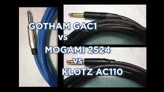 Video thumbnail for Gotham GAC1 vs Mogami 2524 vs Klotz AC110 (Guitar cable comparison) by Bedroom Guitarist