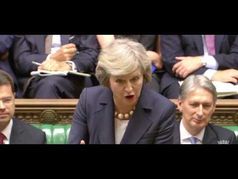 Theresa May takes on Jeremy Corbyn at her first PMQs