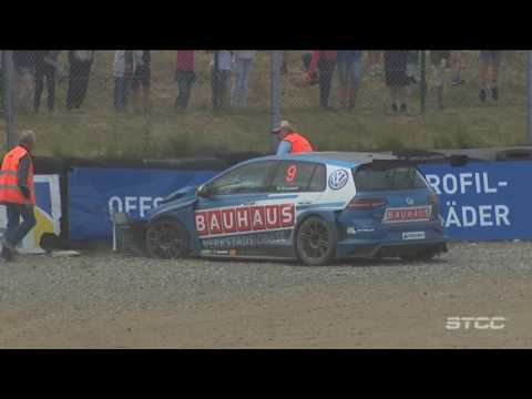 STCC 2017. Race 2 Falkenbergs Motorbana. Fredrik Blomstedt Crash